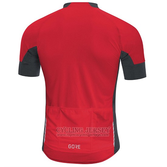 2018 Cycling Jersey Gore C7 CC Black and Red Short Sleeve and Bib Short