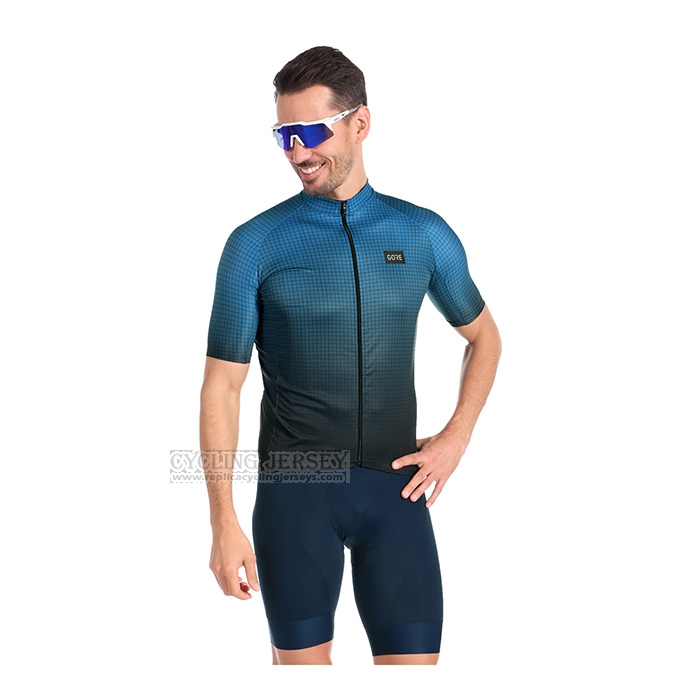 2022 Cycling Jersey Gore Black Blue Short Sleeve and Bib Short