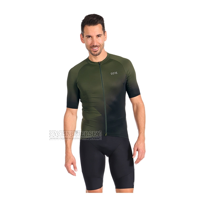 2022 Cycling Jersey Gore Green Black Short Sleeve and Bib Short