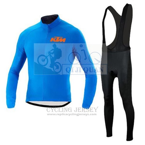 2015 Cycling Jersey Ktm Bluee Long Sleeve and Bib Tight