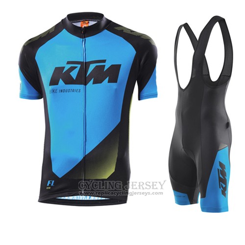 2015 Cycling Jersey Ktm Bluee and Black Short Sleeve and Bib Short
