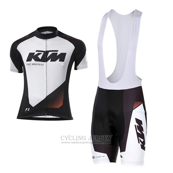 2016 Cycling Jersey Ktm White and Black Short Sleeve and Bib Short