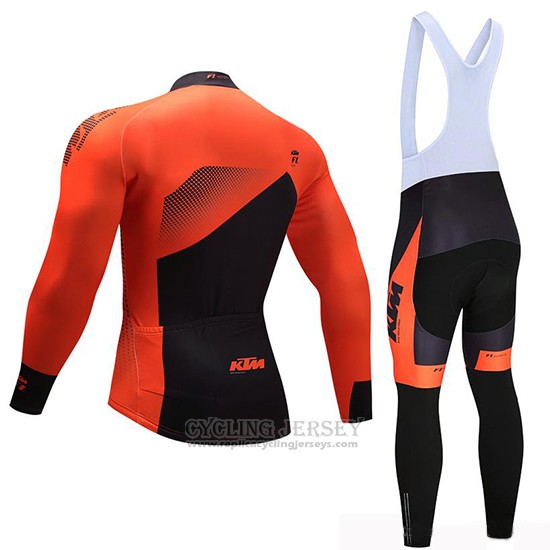 2019 Cycling Jersey Ktm Black Orange Long Sleeve and Bib Tight