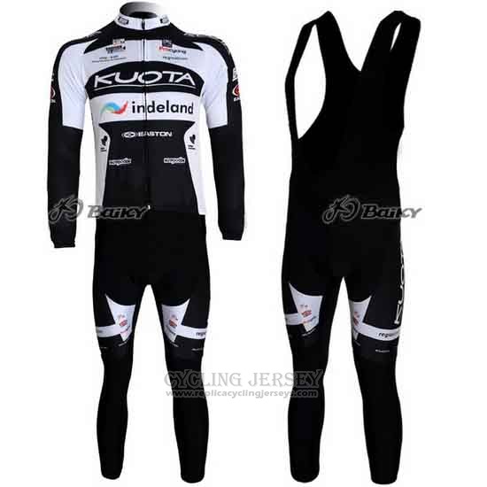 2010 Cycling Jersey Kuota Black and White Long Sleeve and Bib Tight
