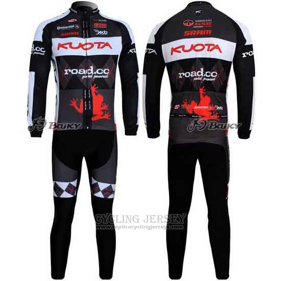 2011 Cycling Jersey Kuota Black and Gray Long Sleeve and Bib Tight