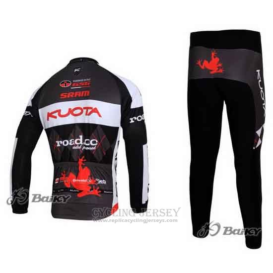 2011 Cycling Jersey Kuota Black and Gray Long Sleeve and Bib Tight