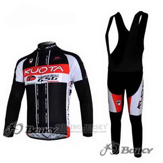 2011 Cycling Jersey Kuota Black and White Long Sleeve and Bib Tight