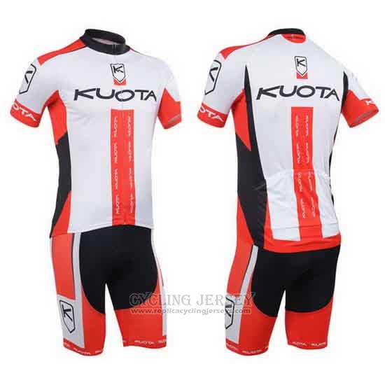 2013 Cycling Jersey Kuota Red and White Short Sleeve and Bib Short