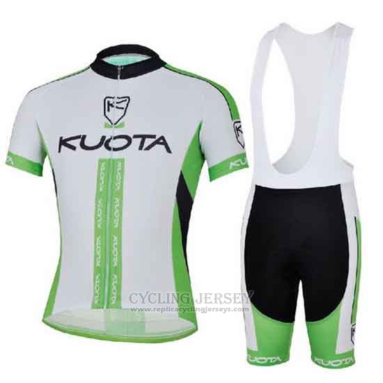 2013 Cycling Jersey Kuota White and Green Short Sleeve and Bib Short