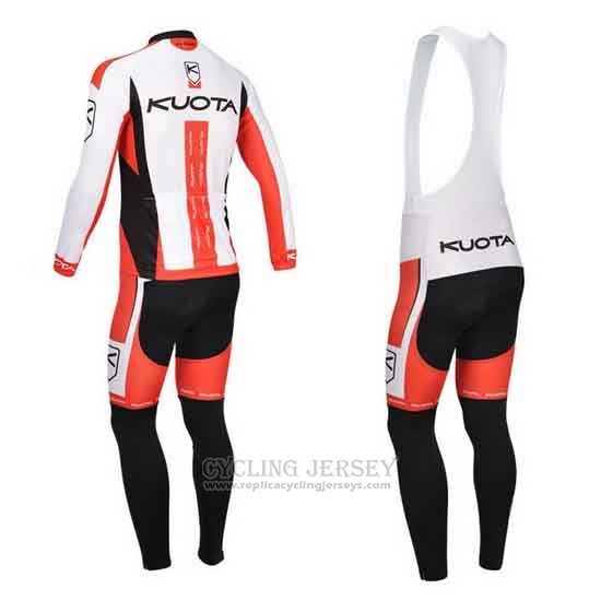 2013 Cycling Jersey Kuota White and Red Long Sleeve and Bib Tight