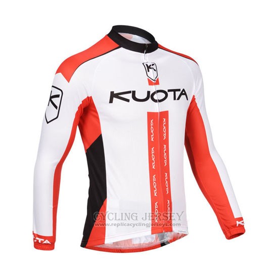 2013 Cycling Jersey Kuota White and Red Long Sleeve and Bib Tight