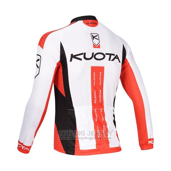 2013 Cycling Jersey Kuota White and Red Long Sleeve and Bib Tight