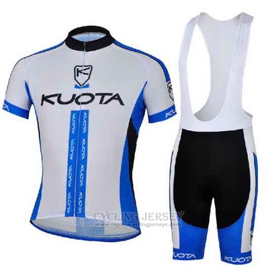 2013 Cycling Jersey Kuota White and Sky Blue Short Sleeve and Bib Short