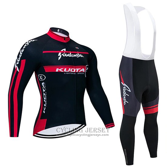 2020 Cycling Jersey Kuota Black Red Long Sleeve And Bib Tight