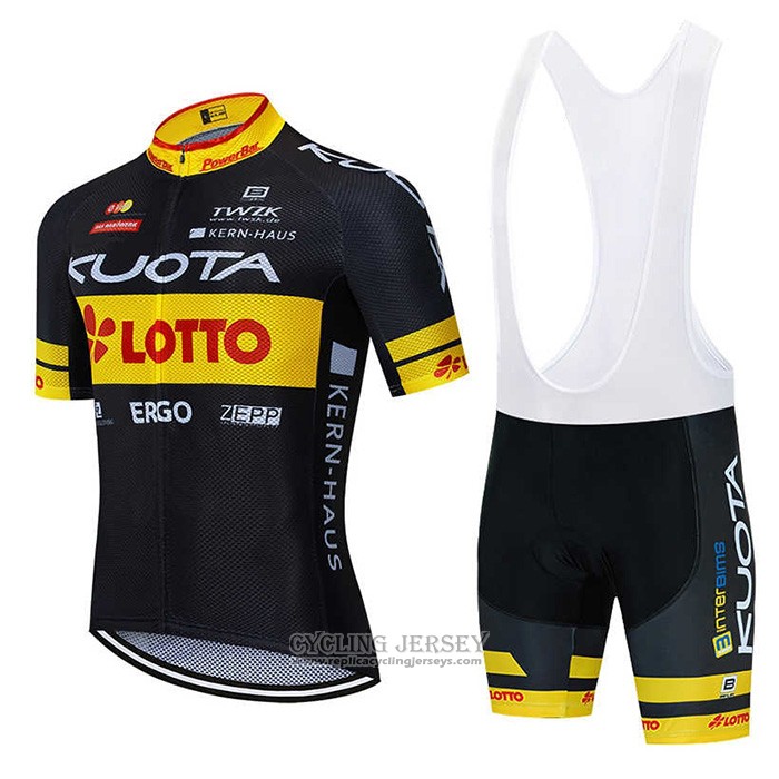 2020 Cycling Jersey Kuota Black Yellow Short Sleeve And Bib Short