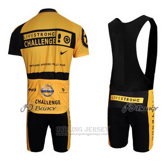 2009 Cycling Jersey Livestrong Yellow and Black Short Sleeve and Bib Short