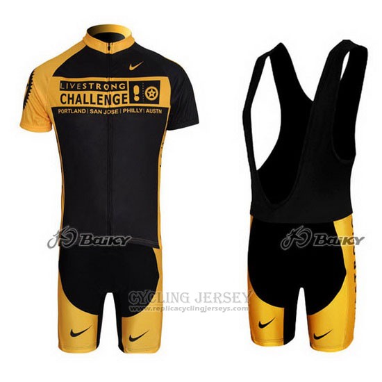 2009 Cycling Jersey Livestrong Yellow and Black Short Sleeve and Bib Short