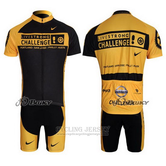 2009 Cycling Jersey Livestrong Yellow and Black Short Sleeve and Bib Short