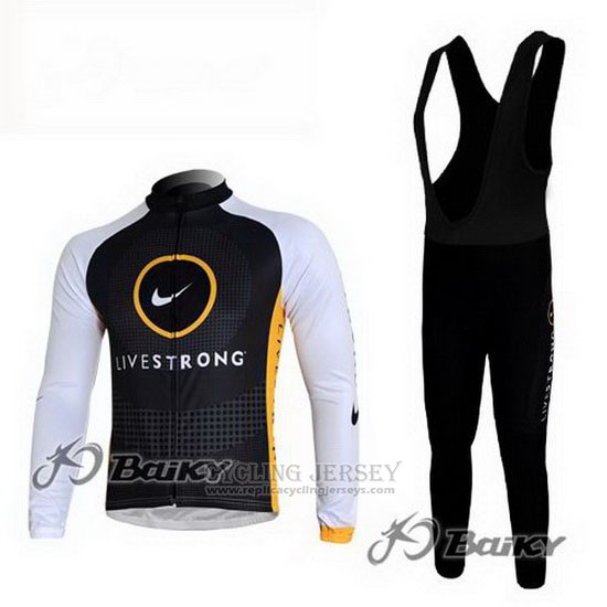 2010 Cycling Jersey Livestrong Black Long Sleeve and Bib Tight