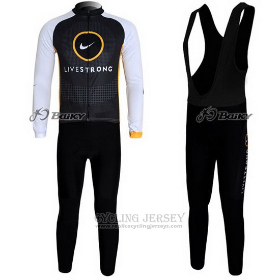 2010 Cycling Jersey Livestrong Black Long Sleeve and Bib Tight