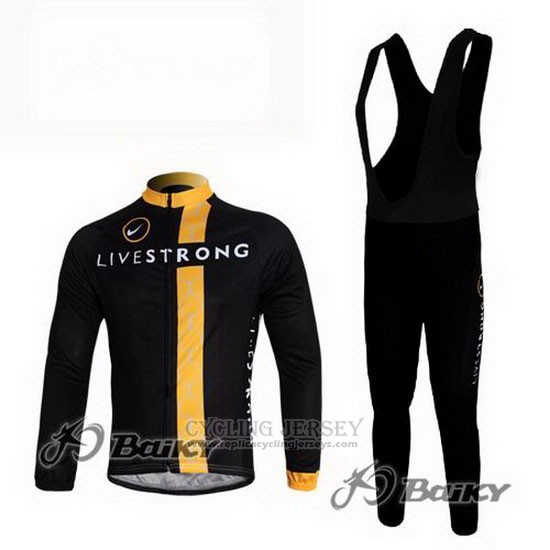 2011 Cycling Jersey Livestrong Black and Yellow Long Sleeve and Bib Tight