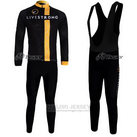 2011 Cycling Jersey Livestrong Black and Yellow Long Sleeve and Bib Tight