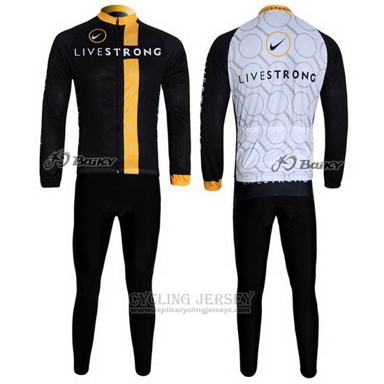 2011 Cycling Jersey Livestrong Black and Yellow Long Sleeve and Bib Tight