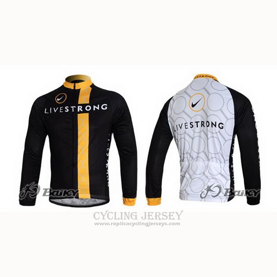 2011 Cycling Jersey Livestrong Black and Yellow Long Sleeve and Bib Tight