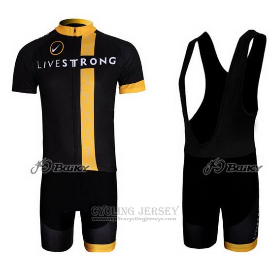 2011 Cycling Jersey Livestrong Black and Yellow Short Sleeve and Bib Short