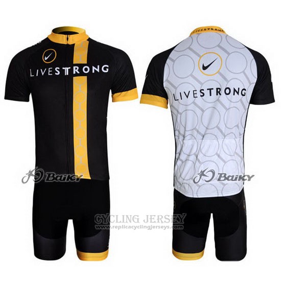 2011 Cycling Jersey Livestrong Black and Yellow Short Sleeve and Bib Short