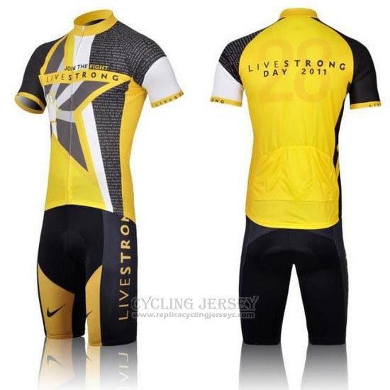 2011 Cycling Jersey Livestrong Yellow Short Sleeve and Bib Short