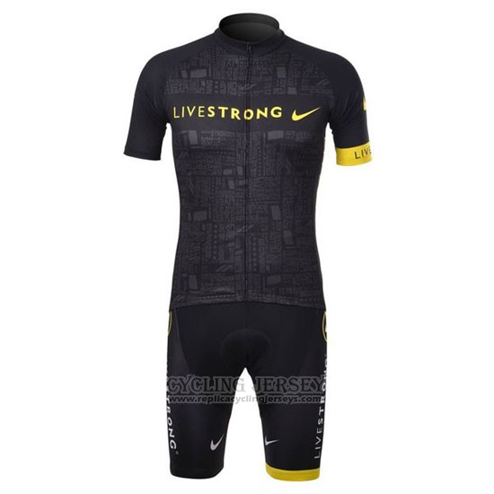 2012 Cycling Jersey Livestrong Black Short Sleeve and Bib Short
