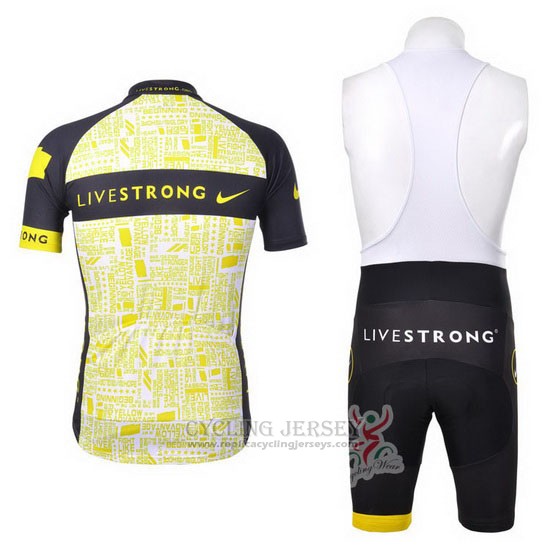 2012 Cycling Jersey Livestrong Black and Yellow Short Sleeve and Bib Short