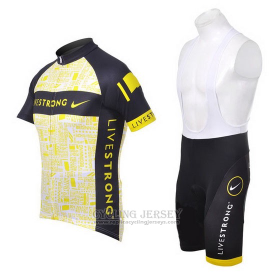 2012 Cycling Jersey Livestrong Black and Yellow Short Sleeve and Bib Short