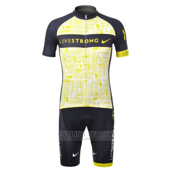 2012 Cycling Jersey Livestrong Black and Yellow Short Sleeve and Bib Short