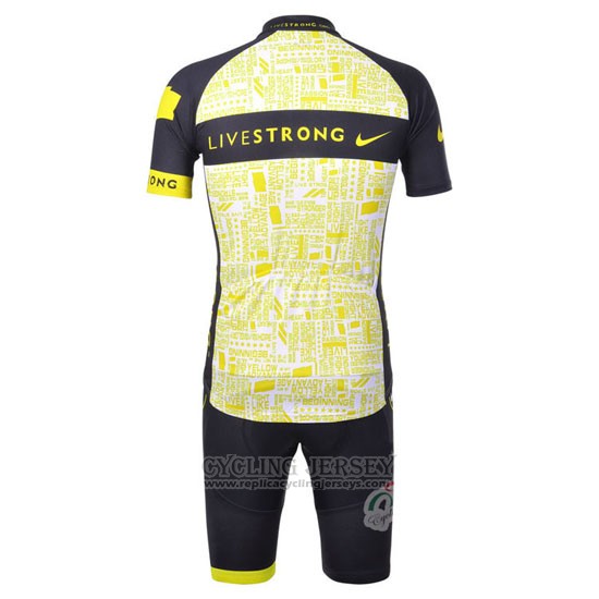 2012 Cycling Jersey Livestrong Black and Yellow Short Sleeve and Bib Short