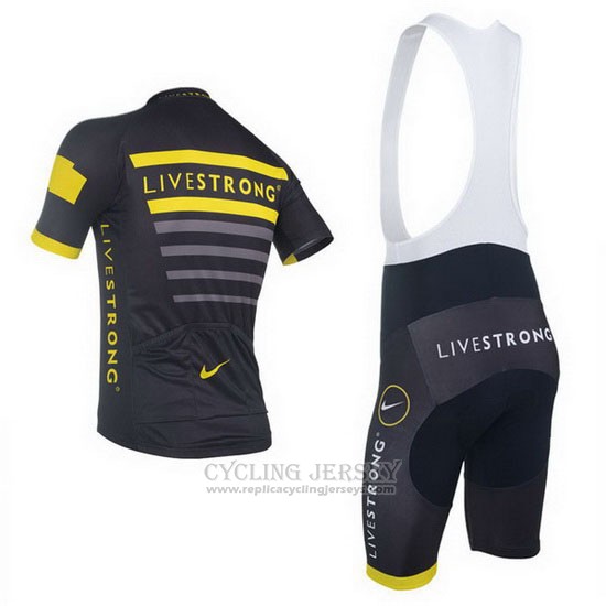 2013 Cycling Jersey Livestrong Black and Yellow Short Sleeve and Bib Short