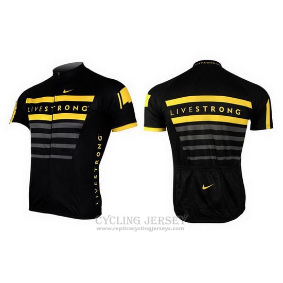 2013 Cycling Jersey Livestrong Black and Yellow Short Sleeve and Bib Short