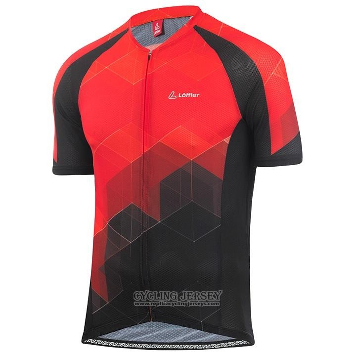 2020 Cycling Jersey Loffler Black Red Short Sleeve And Bib Short