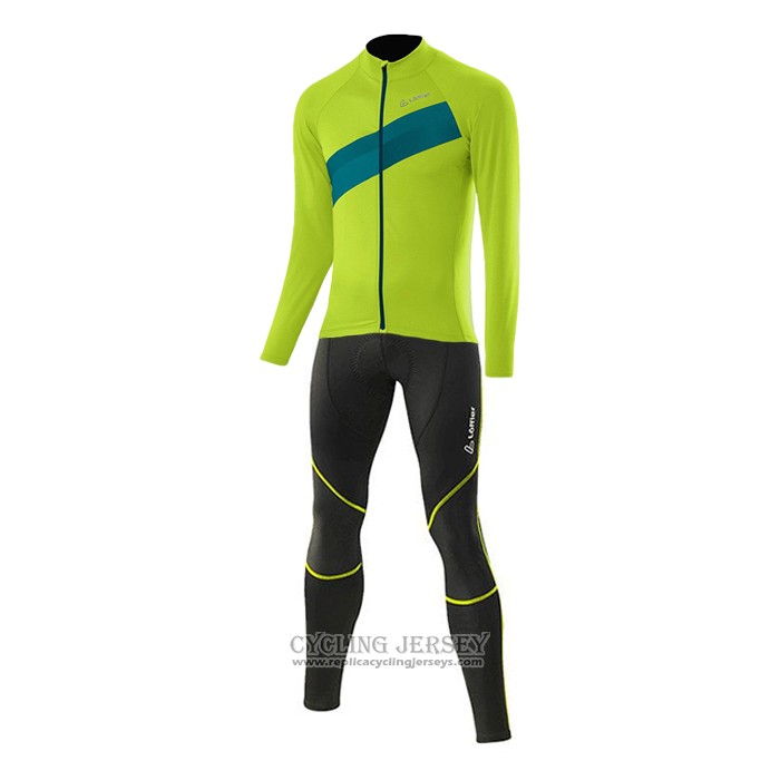 2021 Cycling Jersey Loffler Green Long Sleeve And Bib Tight QXF21-0046