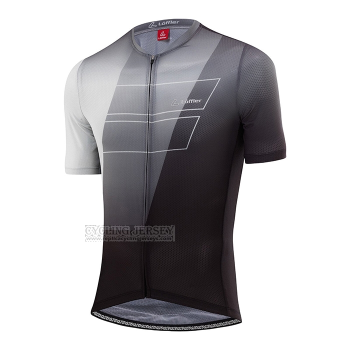 2022 Cycling Jersey Loffler Black White Gray Short Sleeve and Bib Short