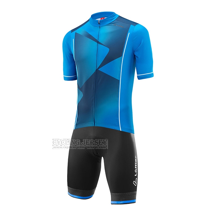 2022 Cycling Jersey Loffler Light Blue Blue Short Sleeve and Bib Short