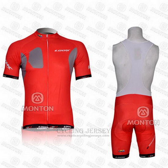 2011 Cycling Jersey Look Red Short Sleeve and Bib Short