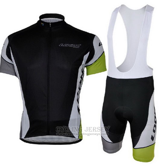 2013 Cycling Jersey Look Black and Green Short Sleeve and Bib Short