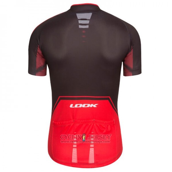 2017 Cycling Jersey Look Pro Equipo Black and Red Short Sleeve and Bib Short