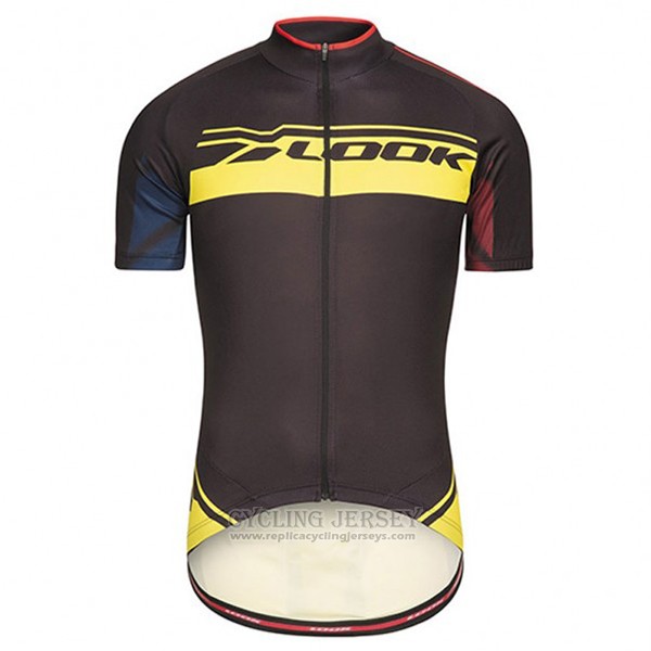 2017 Cycling Jersey Look Pro Equipo Black and Yellow Short Sleeve and Bib Short