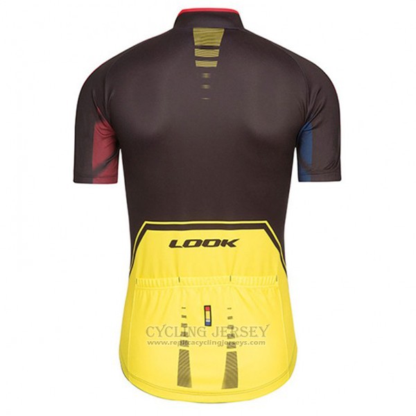 2017 Cycling Jersey Look Pro Equipo Black and Yellow Short Sleeve and Bib Short