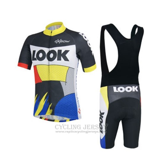 2018 Cycling Jersey Look Black Yellow Blue Short Sleeve Salopette