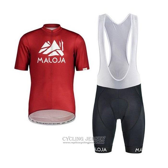 2020 Cycling Jersey Maloja Red White Short Sleeve And Bib Short