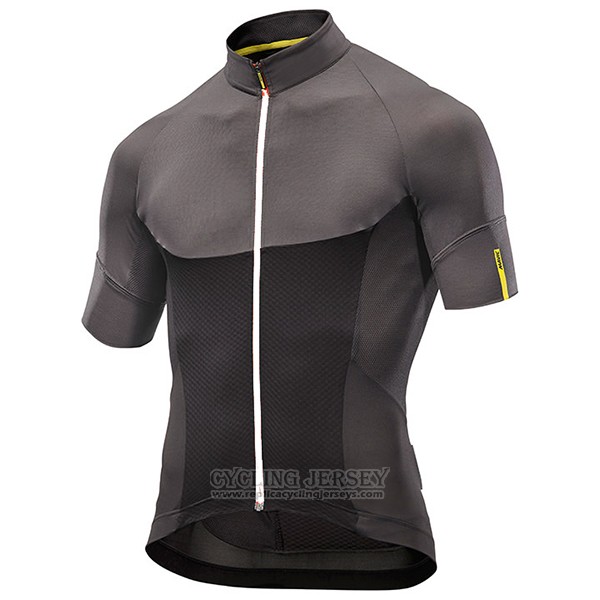 2017 Cycling Jersey Mavic Black and Gray Short Sleeve and Bib Short